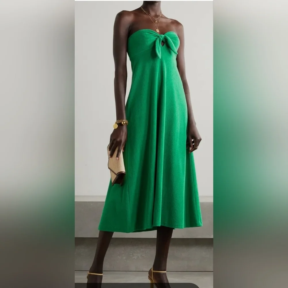 Zimmermann | Dresses | Zimmerman Srrapples Midi Dress In Green Terry Cloth  Below Knee Lenght Sz 3large | Poshmark